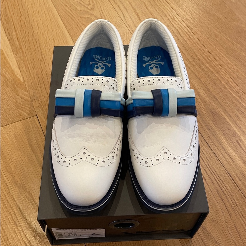 G/FORE WOMEN'S RIBBON BROGUE CRUISER GALLIVANTER GOLF SHOES NWT blue ribbon - Picture 2 of 7